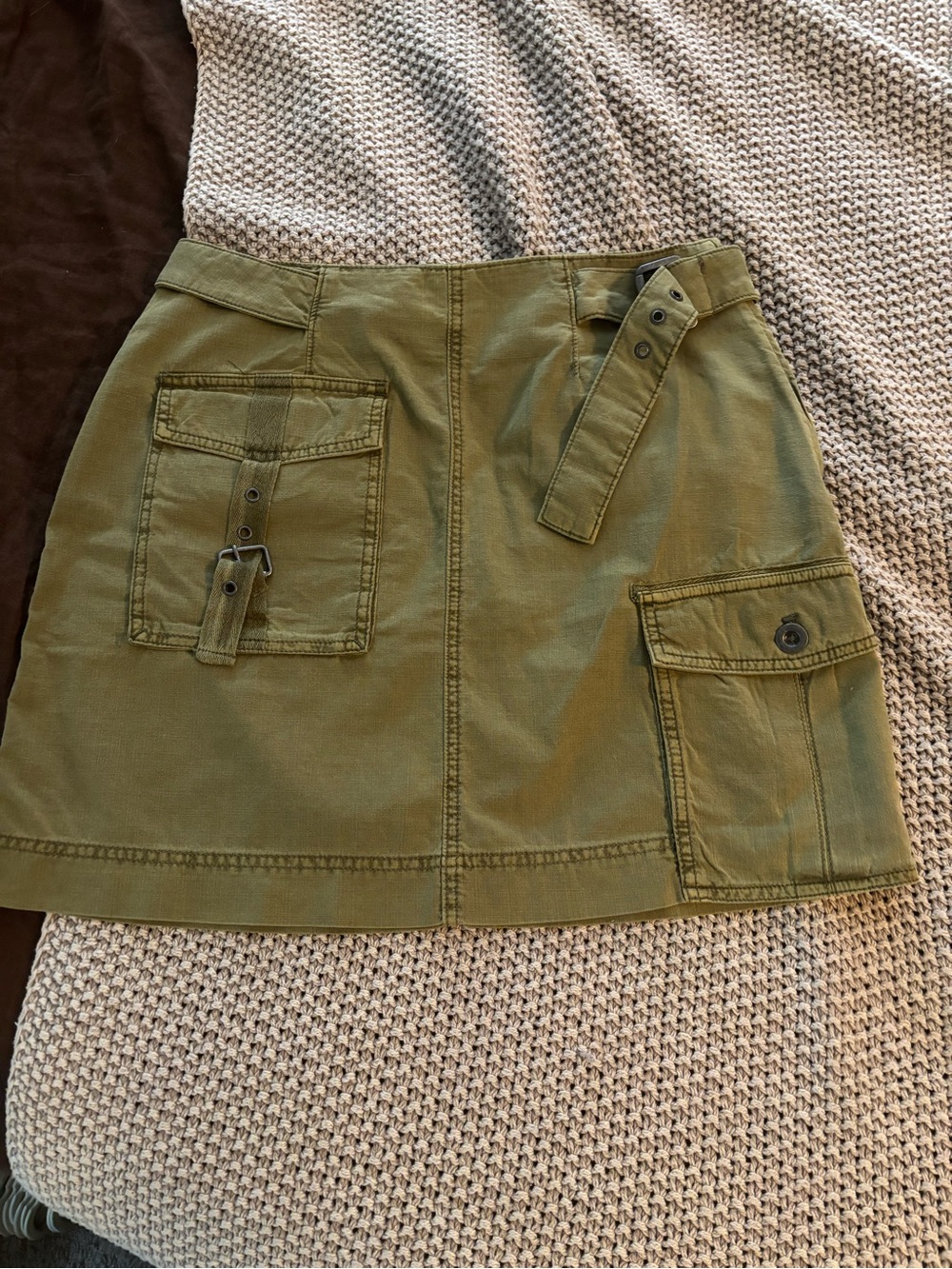 NWOT Free People Olive Green Cargo Mini Skirt with Utility Pockets
